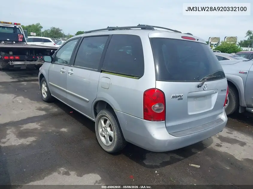 2002 Mazda Mpv Es/Lx VIN: JM3LW28A920332100 Lot: 45062655