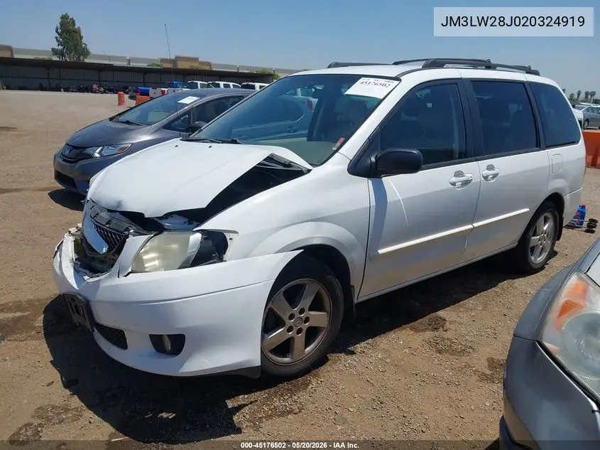 2002 Mazda Mpv Es/Lx VIN: JM3LW28J020324919 Lot: 45176502