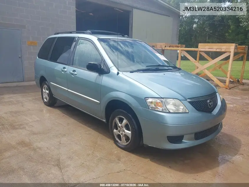 2002 Mazda Mpv Es/Lx VIN: JM3LW28A520334216 Lot: 45613288