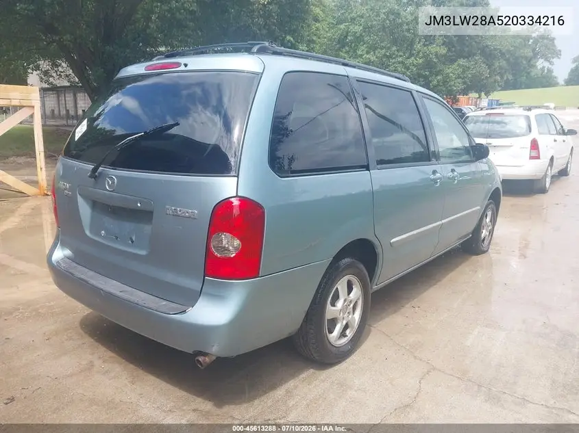 2002 Mazda Mpv Es/Lx VIN: JM3LW28A520334216 Lot: 45613288