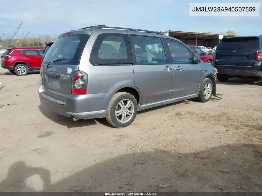 2004 Mazda Mpv Lx VIN: JM3LW28A940507559 Lot: 44613891