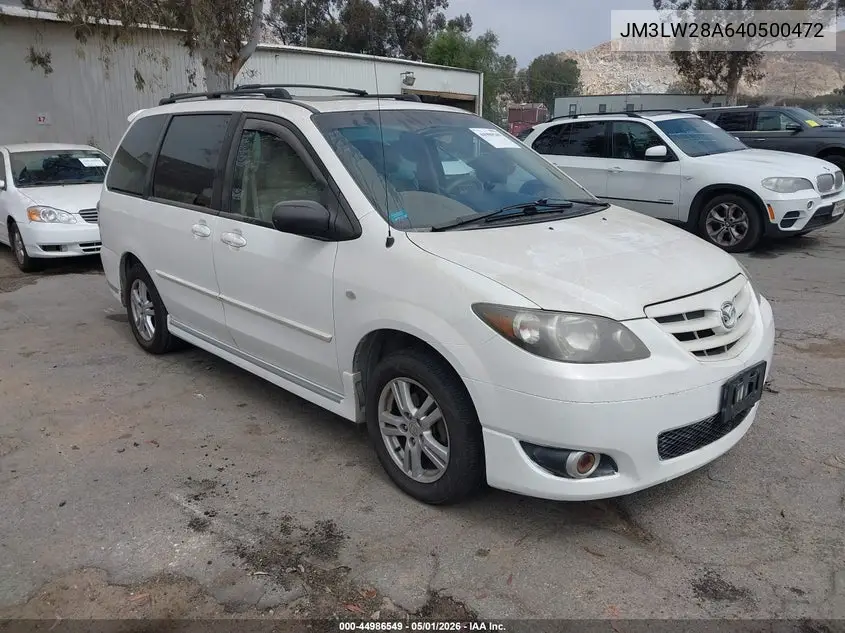 2004 Mazda Mpv Lx VIN: JM3LW28A640500472 Lot: 44986549