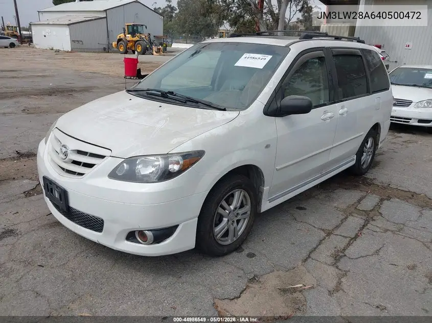 2004 Mazda Mpv Lx VIN: JM3LW28A640500472 Lot: 44986549