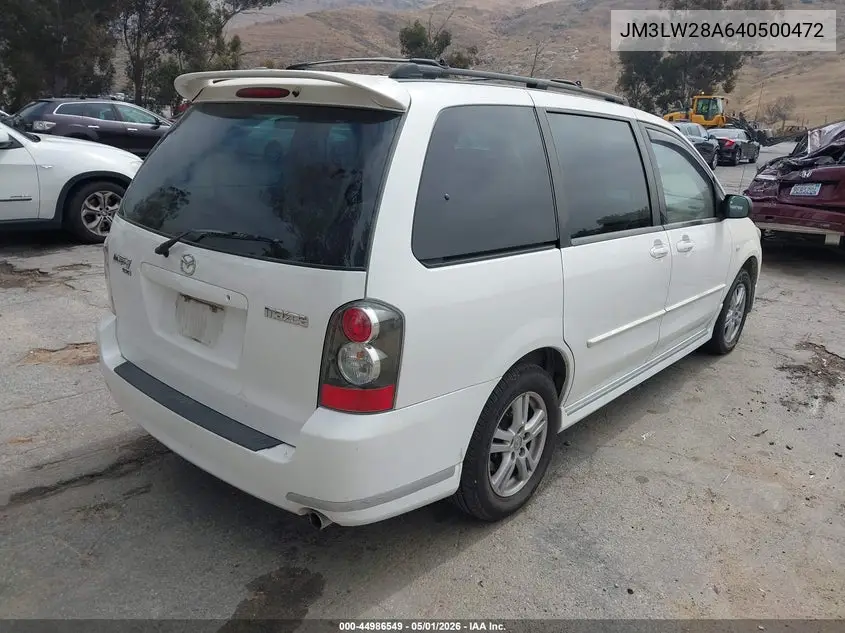 2004 Mazda Mpv Lx VIN: JM3LW28A640500472 Lot: 44986549