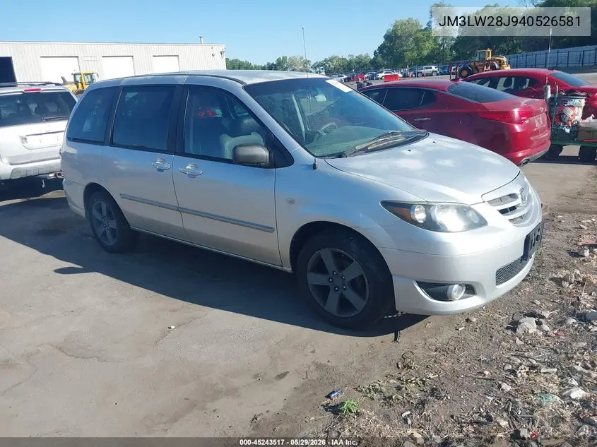 2004 Mazda Mpv Wagon VIN: JM3LW28J940526581 Lot: 45243517