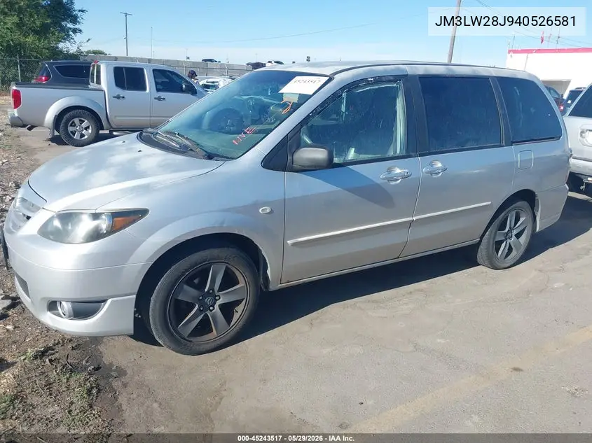 2004 Mazda Mpv Wagon VIN: JM3LW28J940526581 Lot: 45243517
