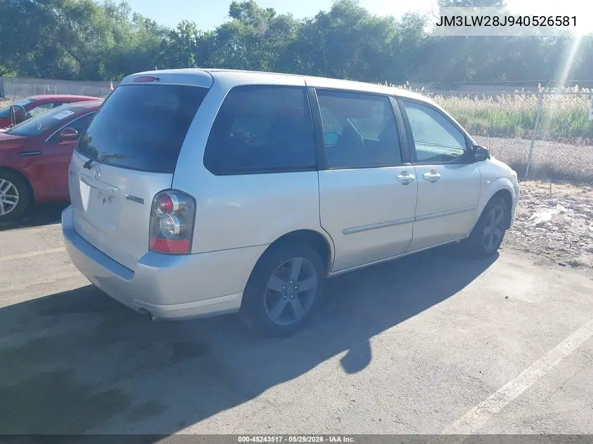 2004 Mazda Mpv Wagon VIN: JM3LW28J940526581 Lot: 45243517