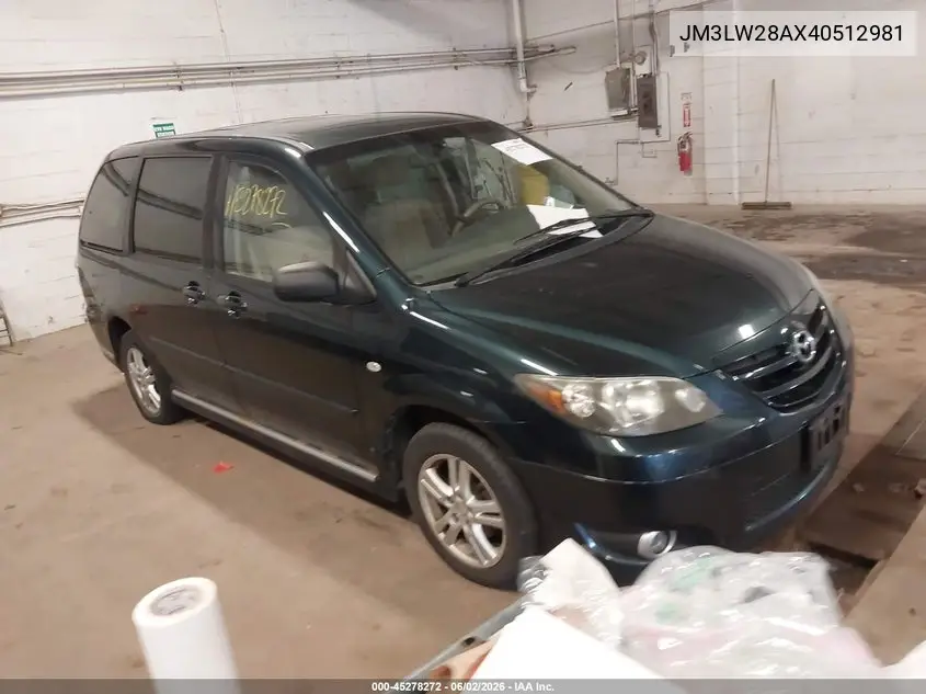 2004 Mazda Mpv Lx VIN: JM3LW28AX40512981 Lot: 45278272