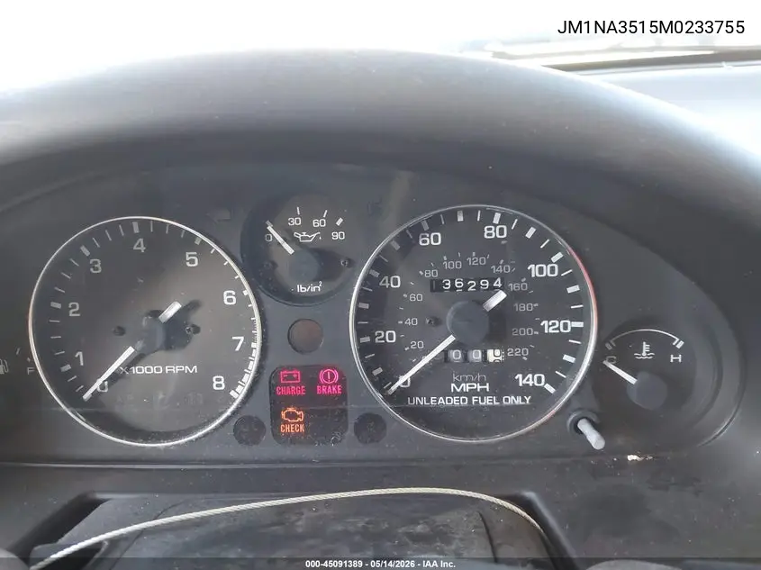 1991 Mazda Mx-5 Miata VIN: JM1NA3515M0233755 Lot: 45091389