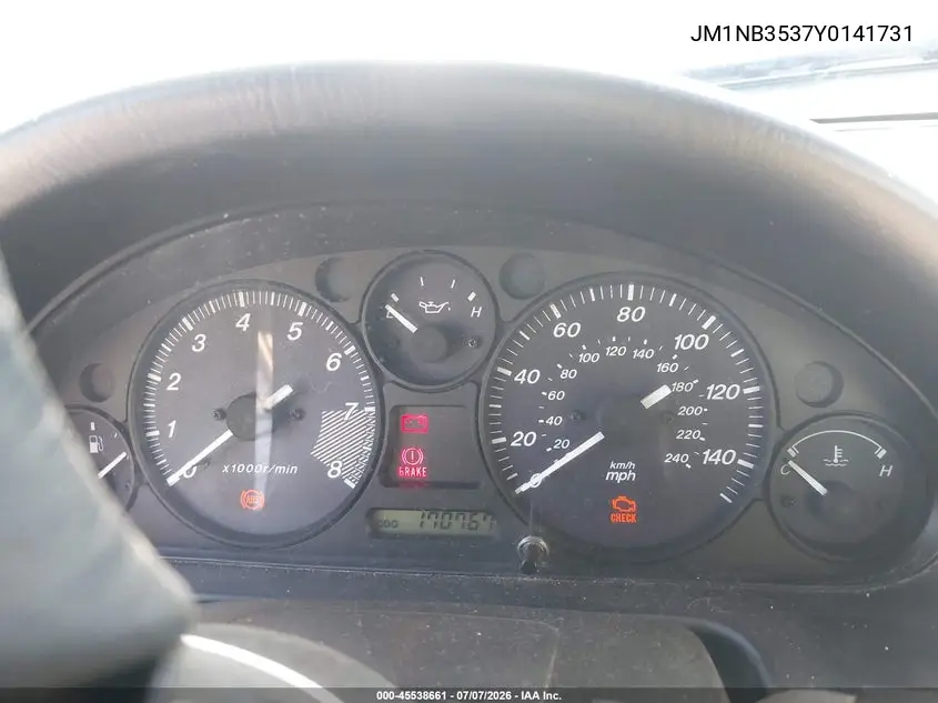 2000 Mazda Mx-5 Miata Ls/Special Edition VIN: JM1NB3537Y0141731 Lot: 45538661