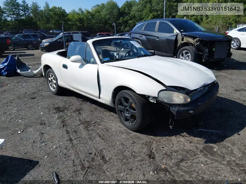 2000 Mazda Mx-5 Miata Ls/Special Edition VIN: JM1NB3533Y0151642 Lot: 45572527