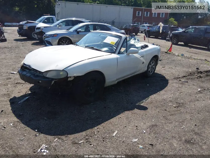 2000 Mazda Mx-5 Miata Ls/Special Edition VIN: JM1NB3533Y0151642 Lot: 45572527