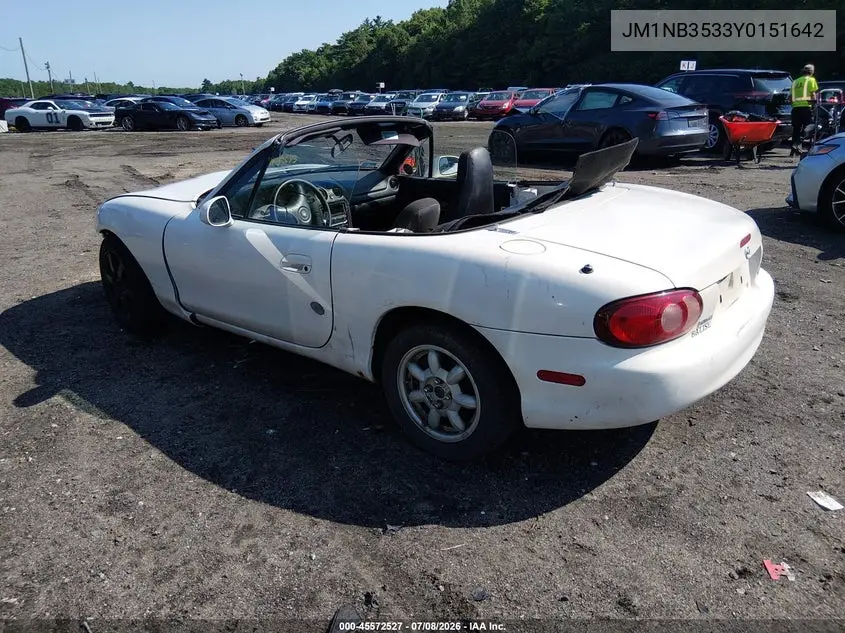 2000 Mazda Mx-5 Miata Ls/Special Edition VIN: JM1NB3533Y0151642 Lot: 45572527