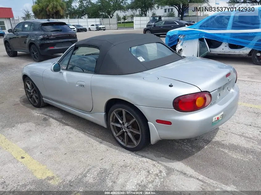 2000 Mazda Mx-5 Miata Ls/Special Edition VIN: JM1NB3537Y0142930 Lot: 45628243