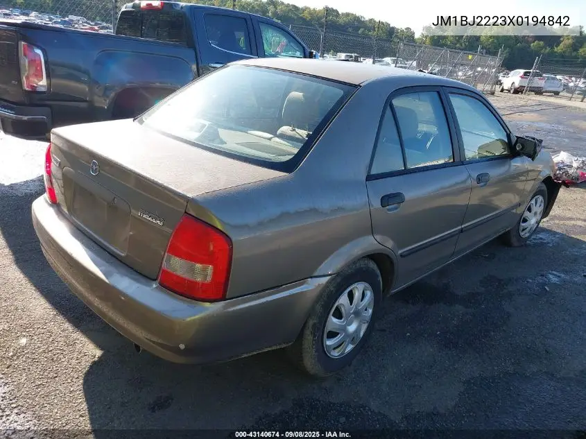 1999 Mazda Protege Dx/Lx VIN: JM1BJ2223X0194842 Lot: 43140674