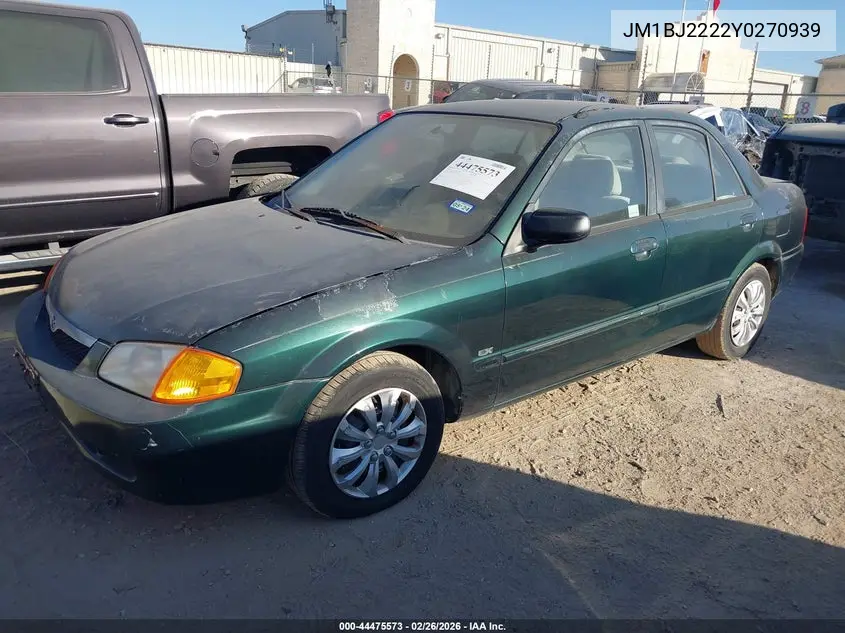 2000 Mazda Protege Dx/Lx VIN: JM1BJ2222Y0270939 Lot: 44475573