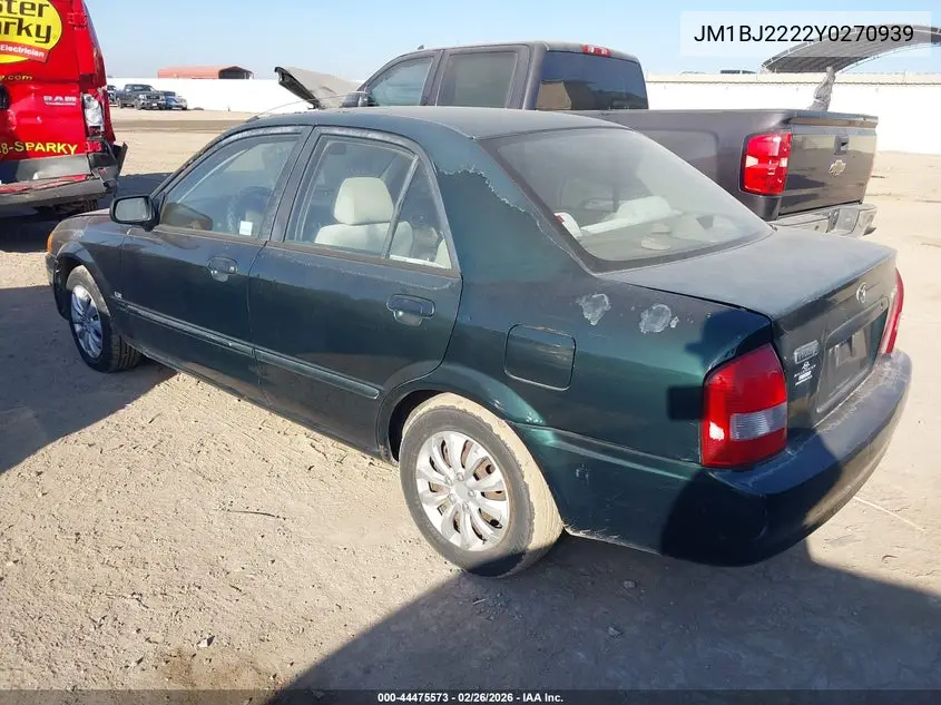 2000 Mazda Protege Dx/Lx VIN: JM1BJ2222Y0270939 Lot: 44475573