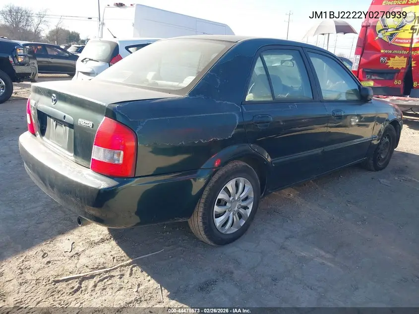 2000 Mazda Protege Dx/Lx VIN: JM1BJ2222Y0270939 Lot: 44475573