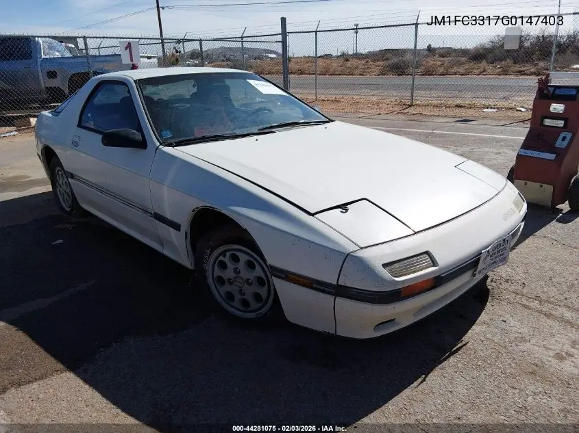 1986 Mazda Rx7 VIN: JM1FC3317G0147403 Lot: 44281075
