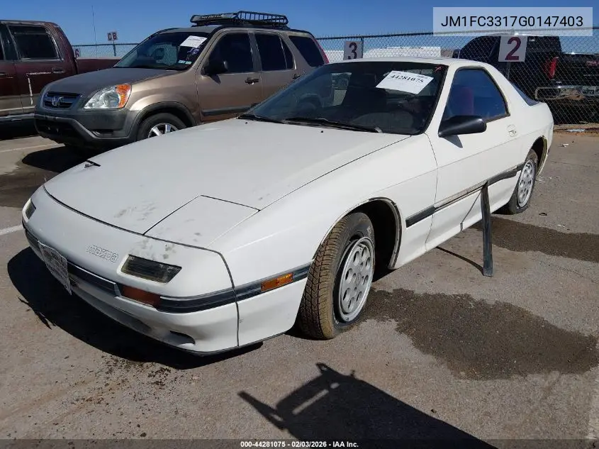 1986 Mazda Rx7 VIN: JM1FC3317G0147403 Lot: 44281075