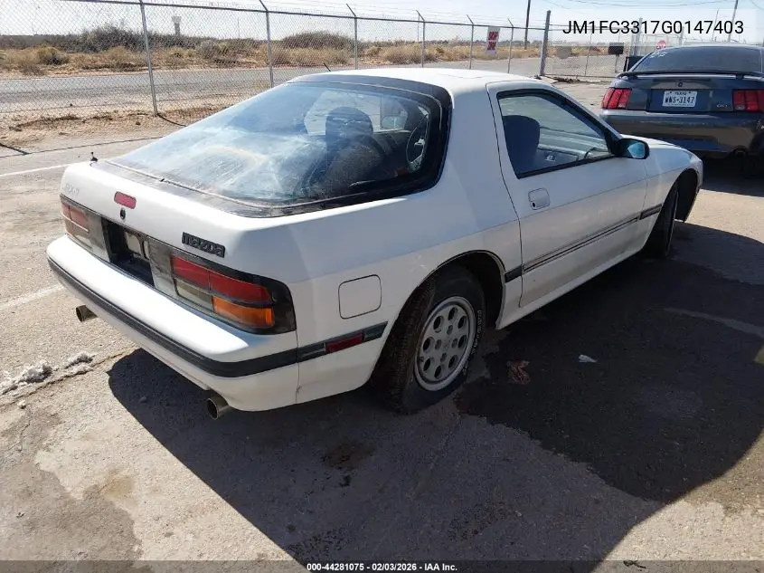 1986 Mazda Rx7 VIN: JM1FC3317G0147403 Lot: 44281075
