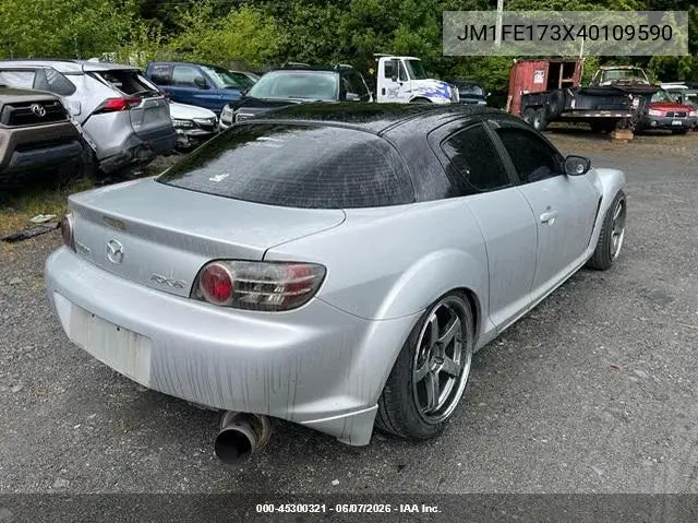 2004 Mazda Rx-8 6 Speed Manual VIN: JM1FE173X40109590 Lot: 45300321