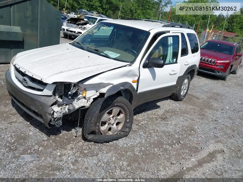 2001 Mazda Tribute Es V6/Lx V6 VIN: 4F2YU08151KM30262 Lot: 45026974