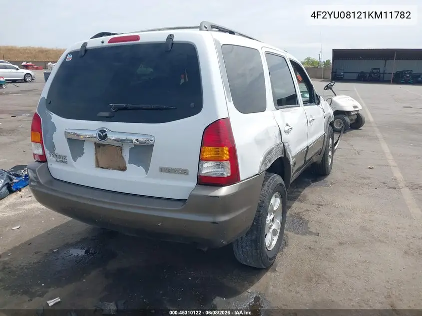 2001 Mazda Tribute Es V6/Lx V6 VIN: 4F2YU08121KM11782 Lot: 45310122