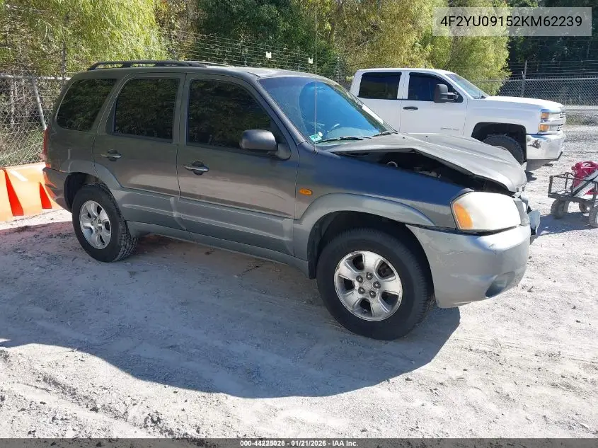 2002 Mazda Tribute Es V6/Lx V6 VIN: 4F2YU09152KM62239 Lot: 44225028