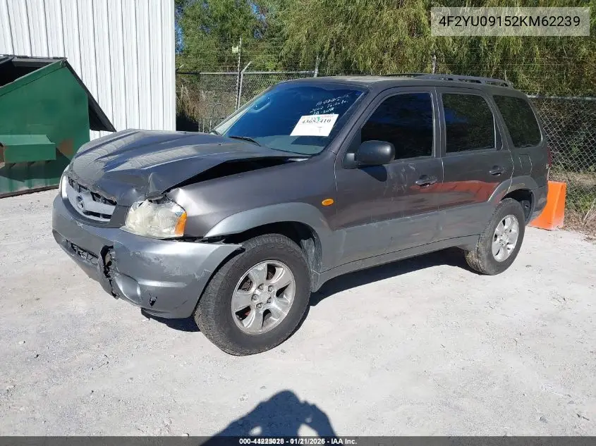 2002 Mazda Tribute Es V6/Lx V6 VIN: 4F2YU09152KM62239 Lot: 44225028
