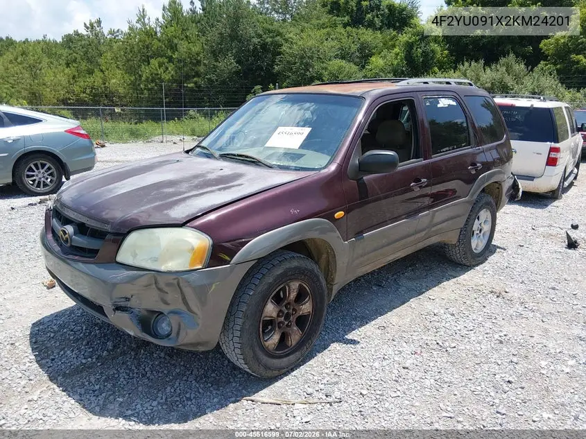 2002 Mazda Tribute Es V6/Lx V6 VIN: 4F2YU091X2KM24201 Lot: 45516599