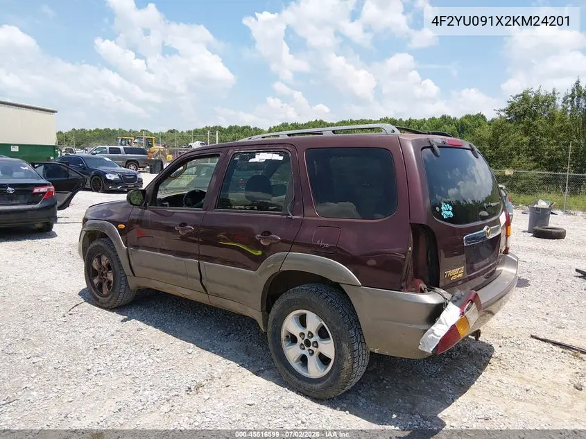 2002 Mazda Tribute Es V6/Lx V6 VIN: 4F2YU091X2KM24201 Lot: 45516599