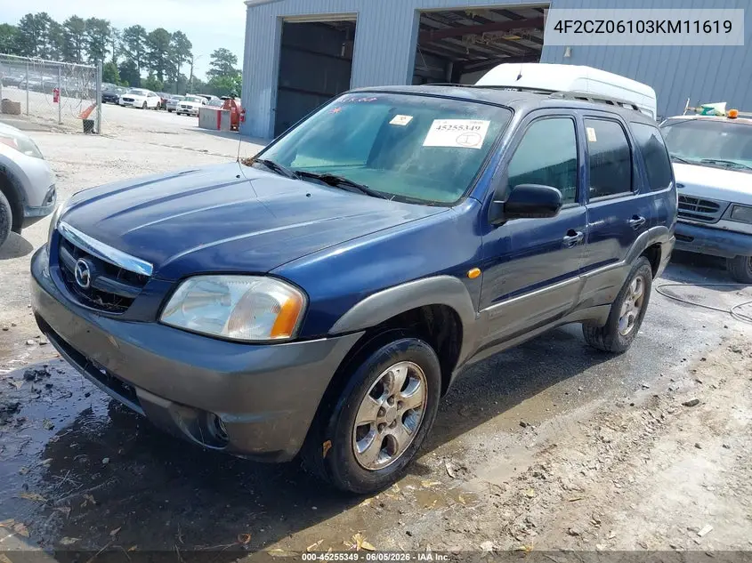 2003 Mazda Tribute Es V6 VIN: 4F2CZ06103KM11619 Lot: 45255349