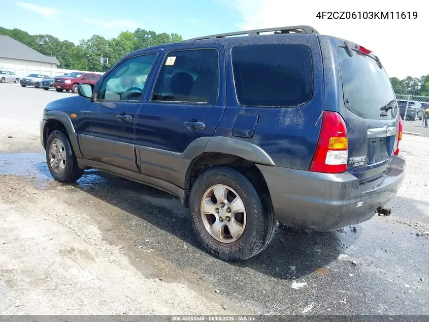 2003 Mazda Tribute Es V6 VIN: 4F2CZ06103KM11619 Lot: 45255349