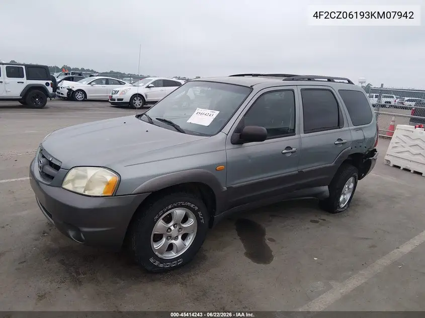 2003 Mazda Tribute Es V6 VIN: 4F2CZ06193KM07942 Lot: 45414243