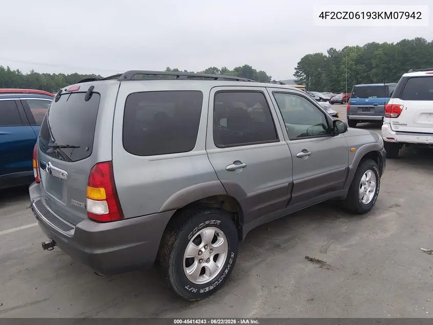 2003 Mazda Tribute Es V6 VIN: 4F2CZ06193KM07942 Lot: 45414243