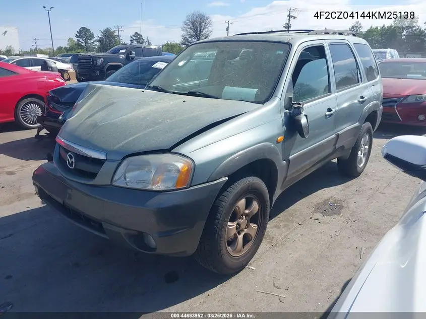 2004 Mazda Tribute Lx V6 VIN: 4F2CZ04144KM25138 Lot: 44693952