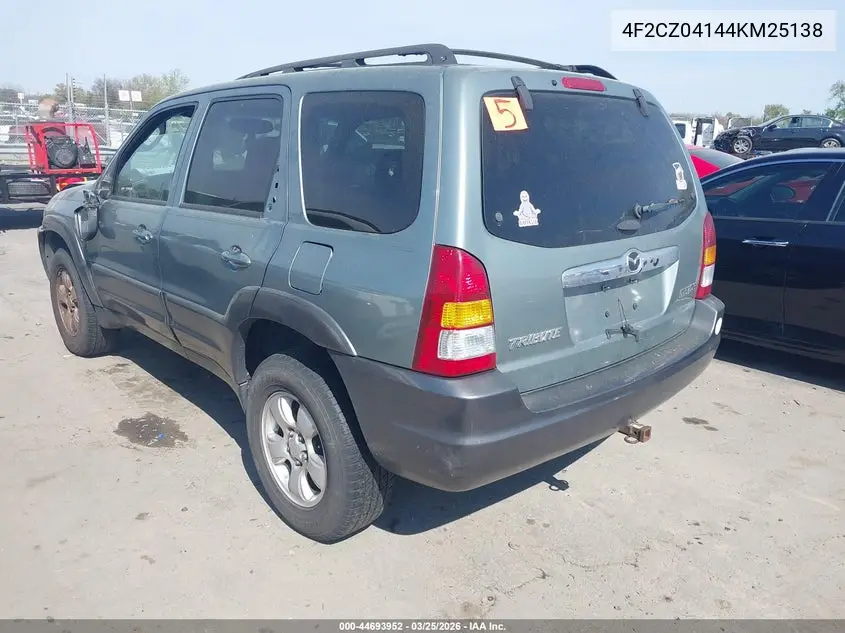 2004 Mazda Tribute Lx V6 VIN: 4F2CZ04144KM25138 Lot: 44693952