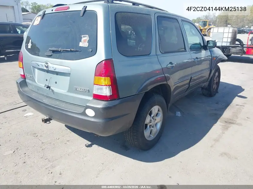 2004 Mazda Tribute Lx V6 VIN: 4F2CZ04144KM25138 Lot: 44693952