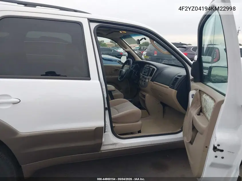 2004 Mazda Tribute Lx V6 VIN: 4F2YZ04194KM22998 Lot: 44980154