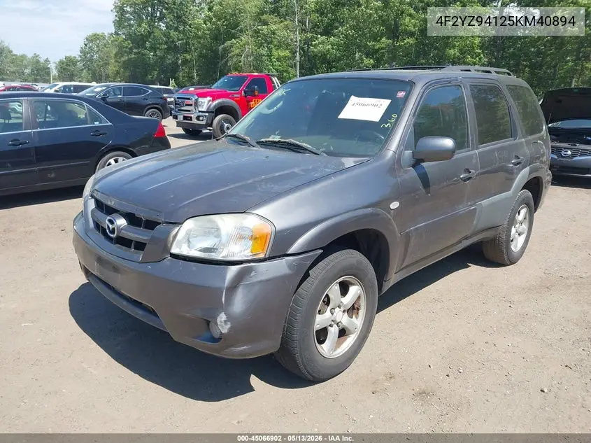 2005 Mazda Tribute S VIN: 4F2YZ94125KM40894 Lot: 45066902