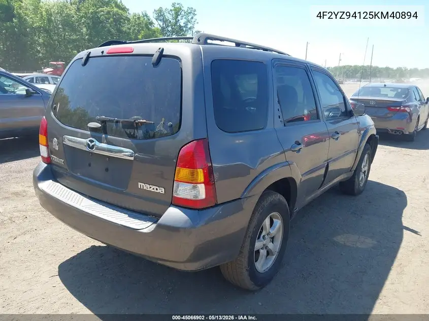 2005 Mazda Tribute S VIN: 4F2YZ94125KM40894 Lot: 45066902