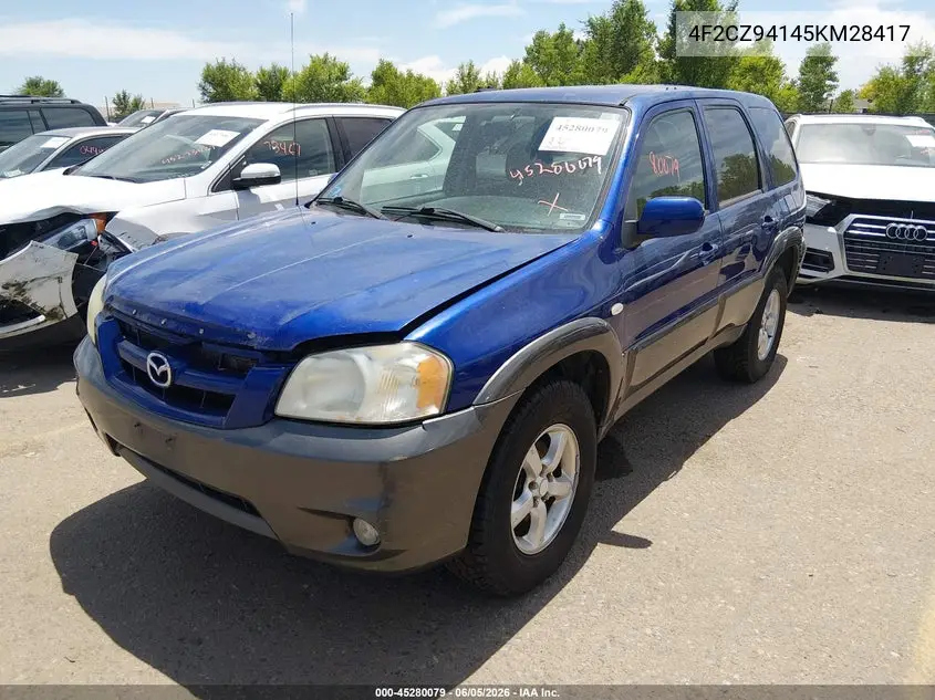 2005 Mazda Tribute S VIN: 4F2CZ94145KM28417 Lot: 45280079