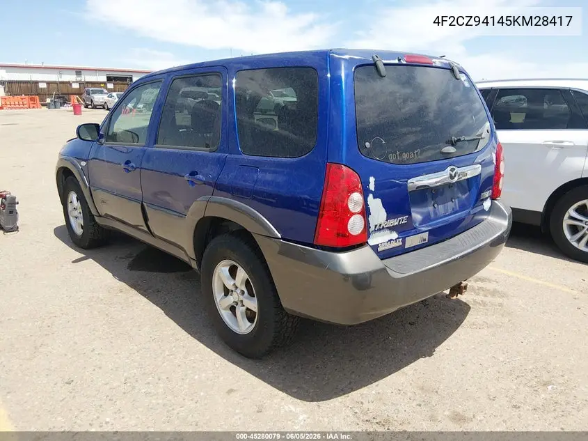 2005 Mazda Tribute S VIN: 4F2CZ94145KM28417 Lot: 45280079