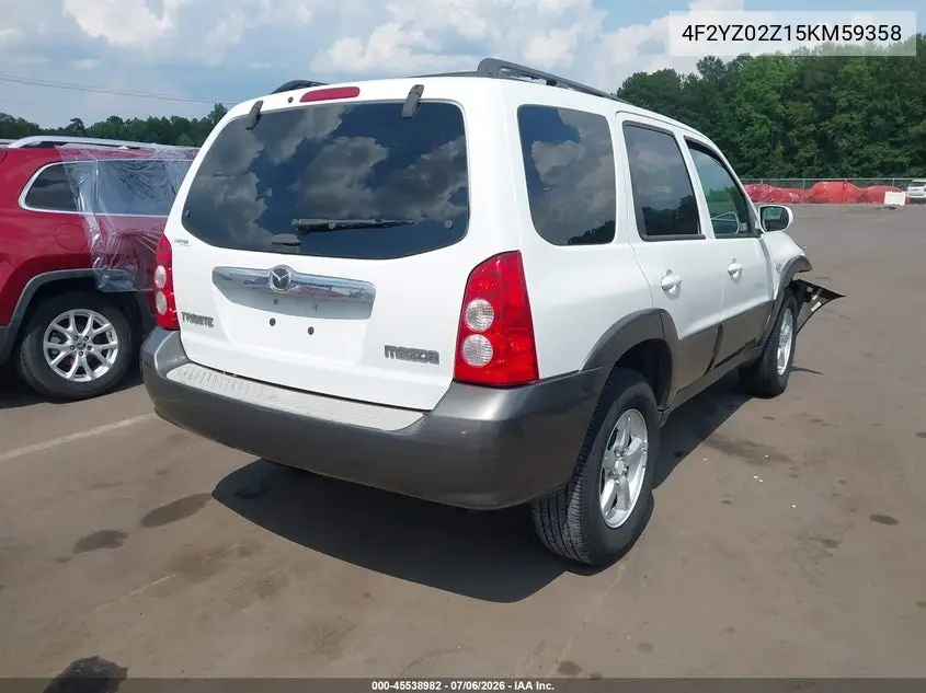 2005 Mazda Tribute I VIN: 4F2YZ02Z15KM59358 Lot: 45538982