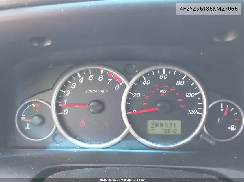 2005 Mazda Tribute S VIN: 4F2YZ96135KM27066 Lot: 45582507