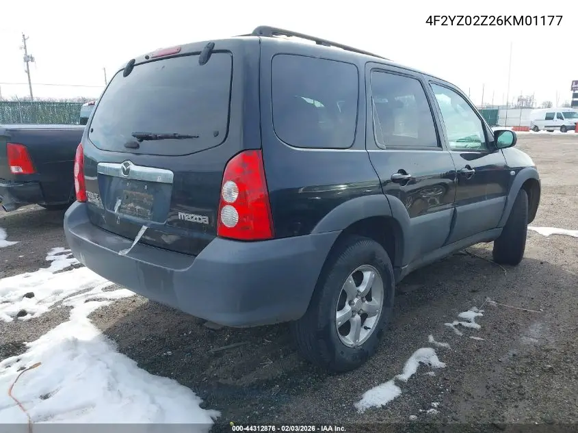 2006 Mazda Tribute I VIN: 4F2YZ02Z26KM01177 Lot: 44312876