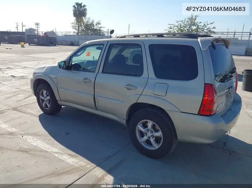 2006 Mazda Tribute S VIN: 4F2YZ04106KM04683 Lot: 44621794