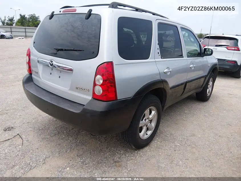 2006 Mazda Tribute I VIN: 4F2YZ02Z86KM00065 Lot: 45482347