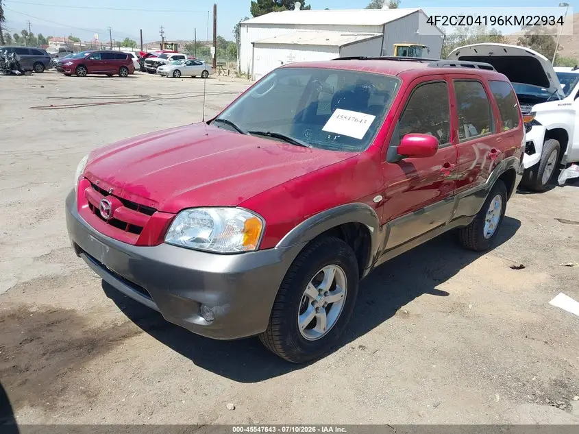 2006 Mazda Tribute S VIN: 4F2CZ04196KM22934 Lot: 45547643